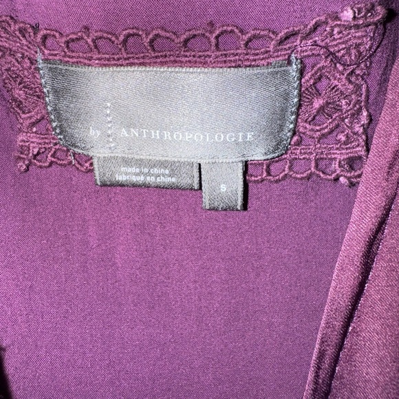 By Anthropologie Tiered Purple Ruffle Mini Dress Long Sleeve Size S Small 4 6 - Picture 5 of 5